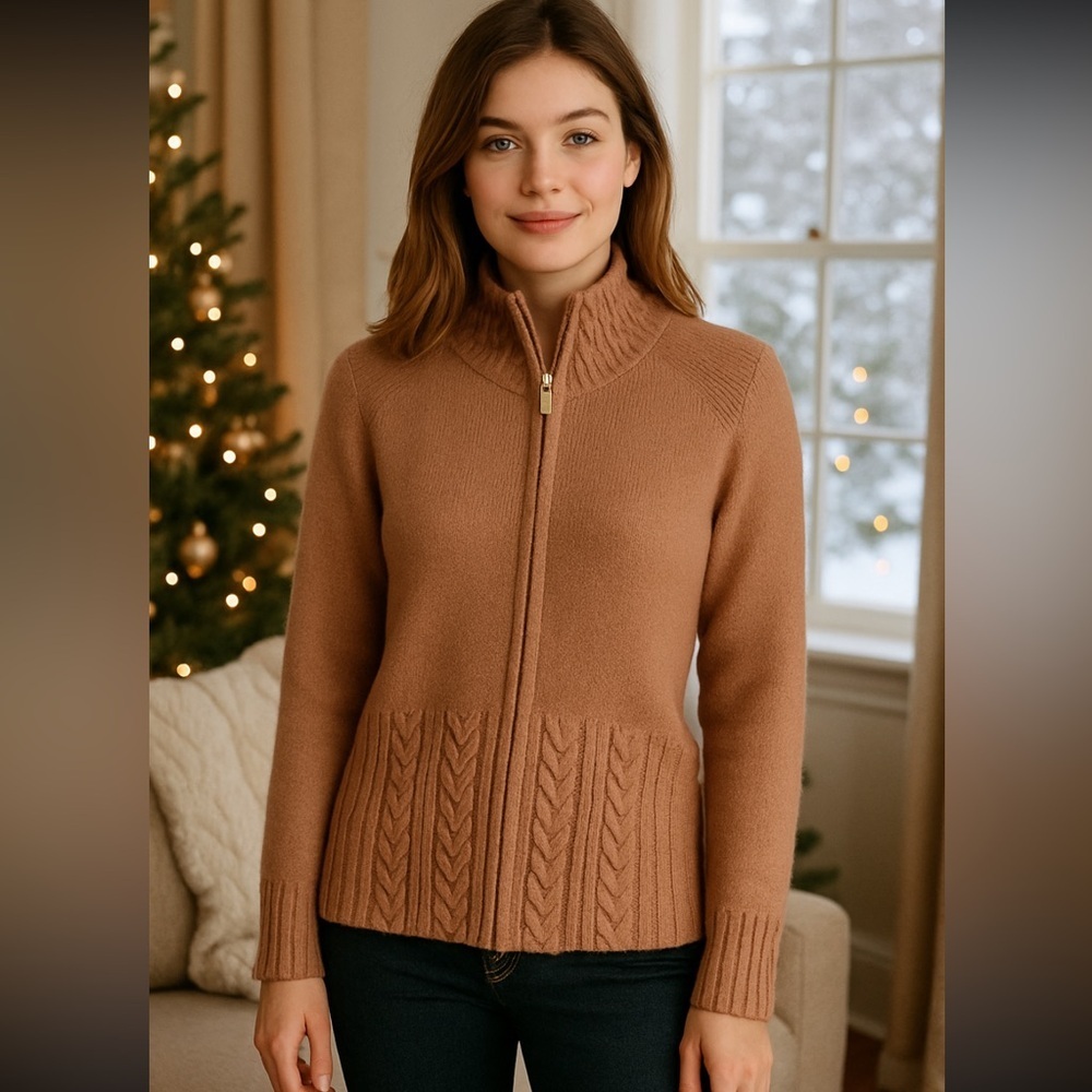 Vtg ALPS Womens Sz S Lamdswool Angora Sweater Cardigan Cottagecore Quiet Luxury